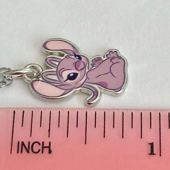 Vintage Disney Angel Lilo & Stitch Charm Necklace 18" Signed Ohana Girlfriend - Picture 6 of 9